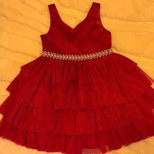 American Princess Red Glitter Tiered Dress